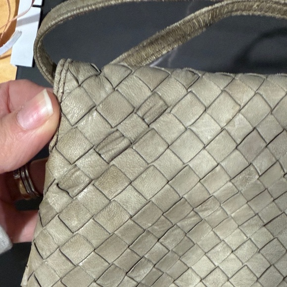 Vintage Bottega Veneta Intrecciato Woven Small Crossbody Bag in Taupe/Beige